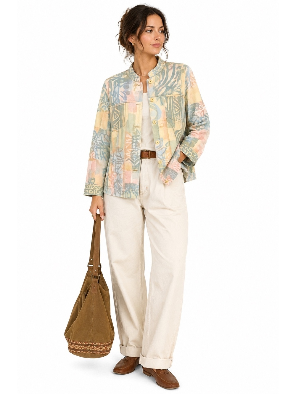Orvis Vintage Pastel Abstract Tribal Print Cotton Jacket Shacket Size Small